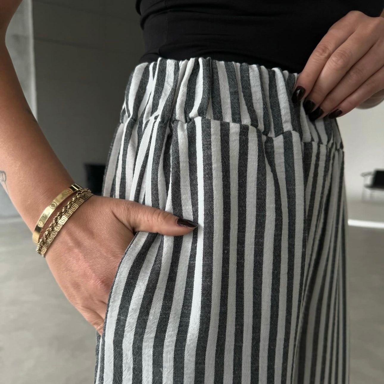 Gray Striped Pants