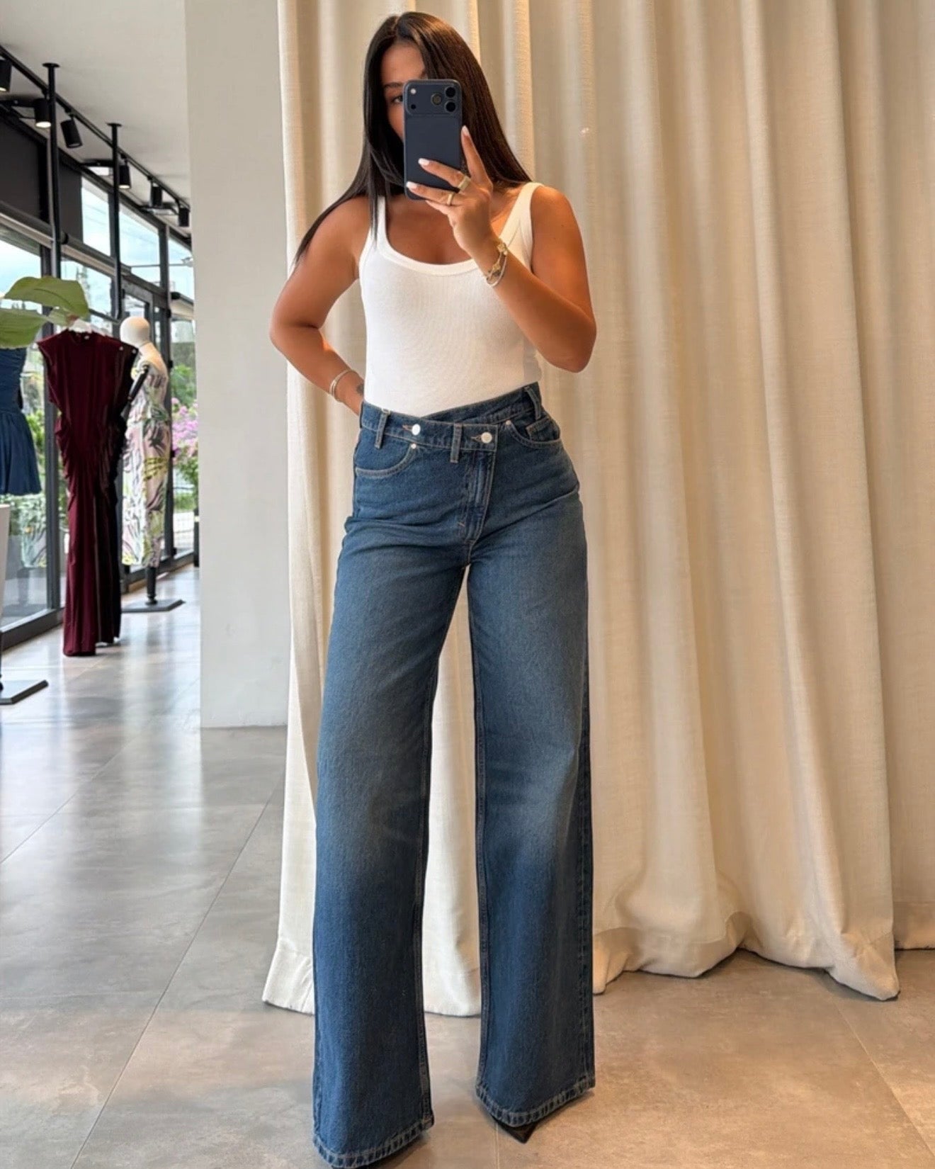 Asymmetrical Denim Pants