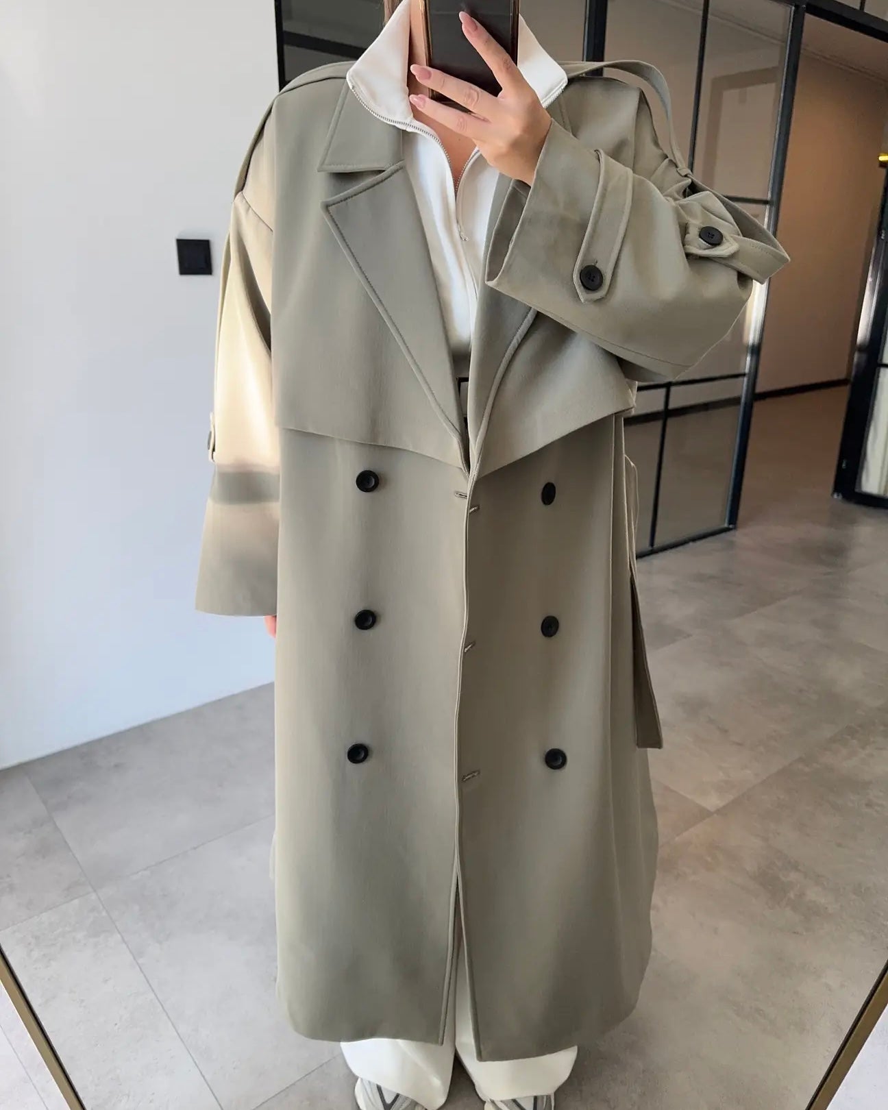 Green Long Trench Coat