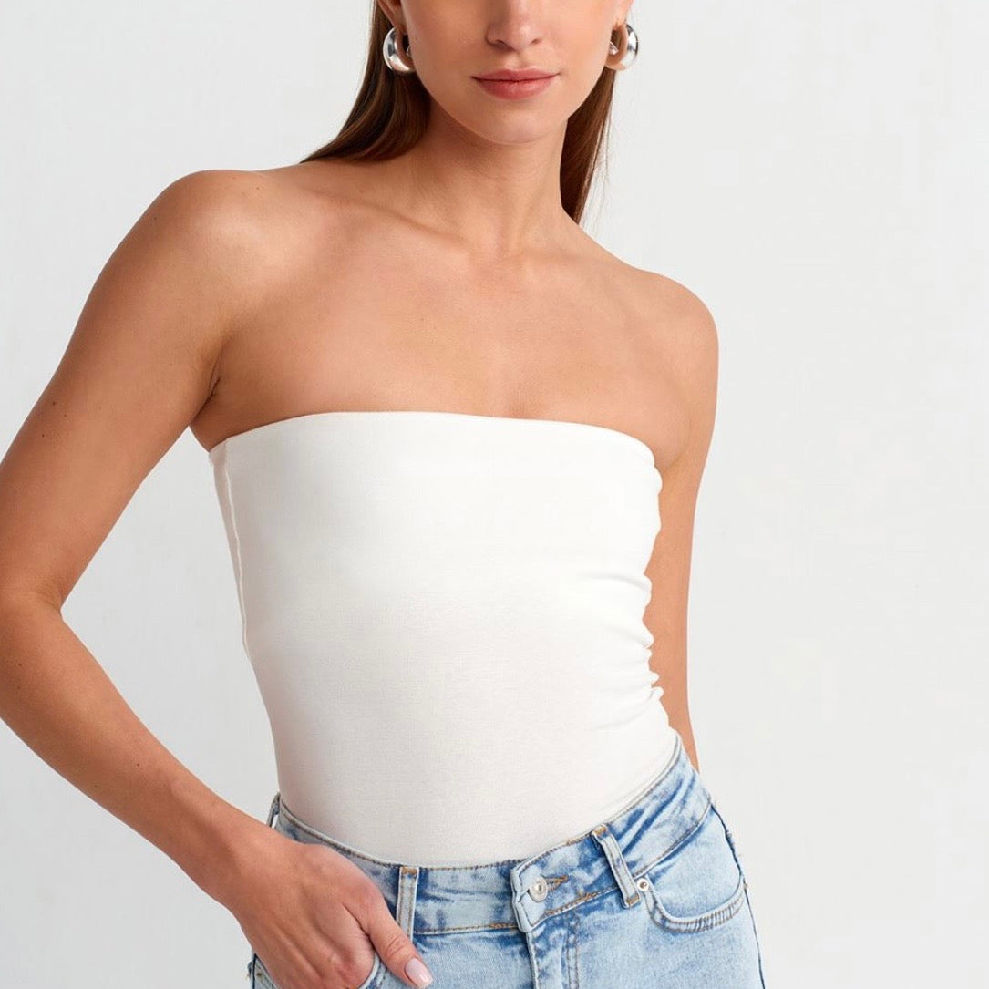 White Bandeau Top