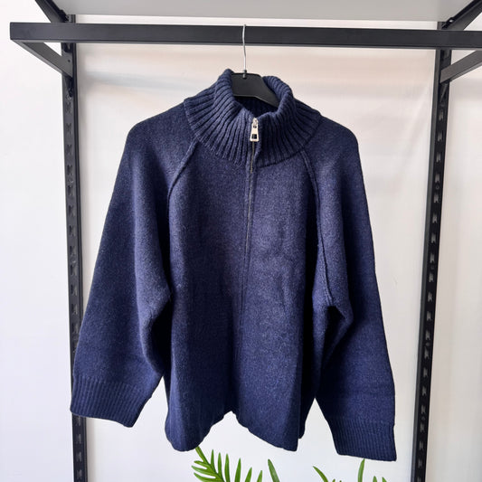 Zip Up Blue Sweater