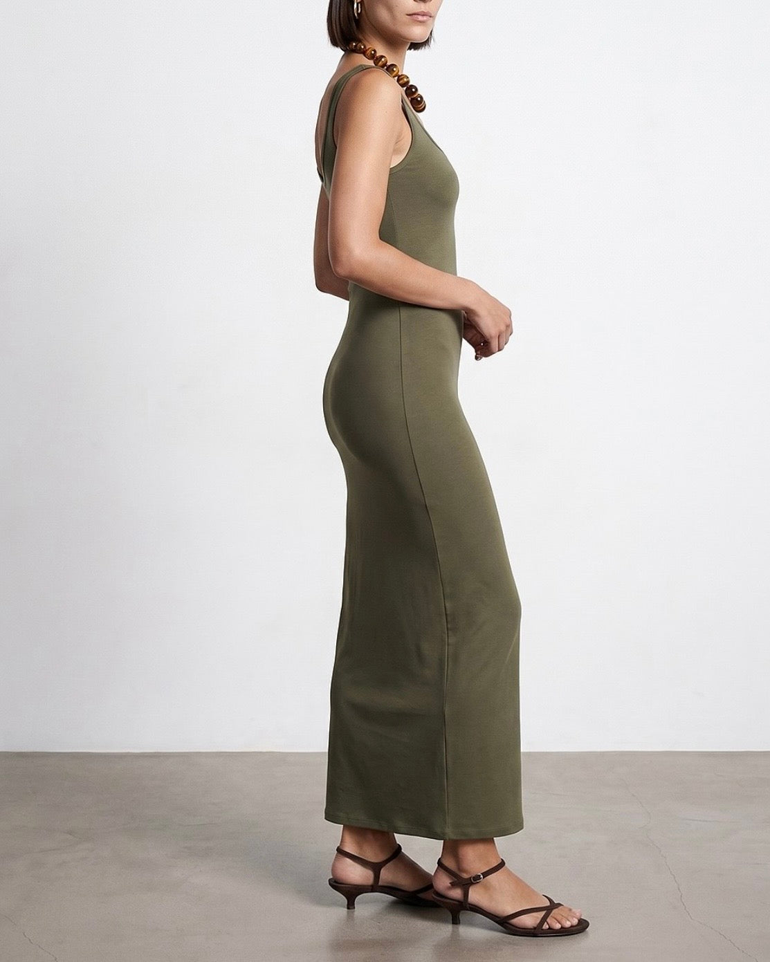 Padded Olive Dress