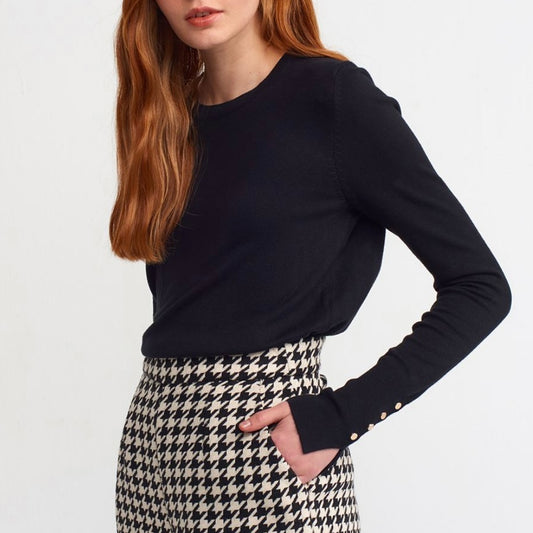 Black Sleeve buttons Top