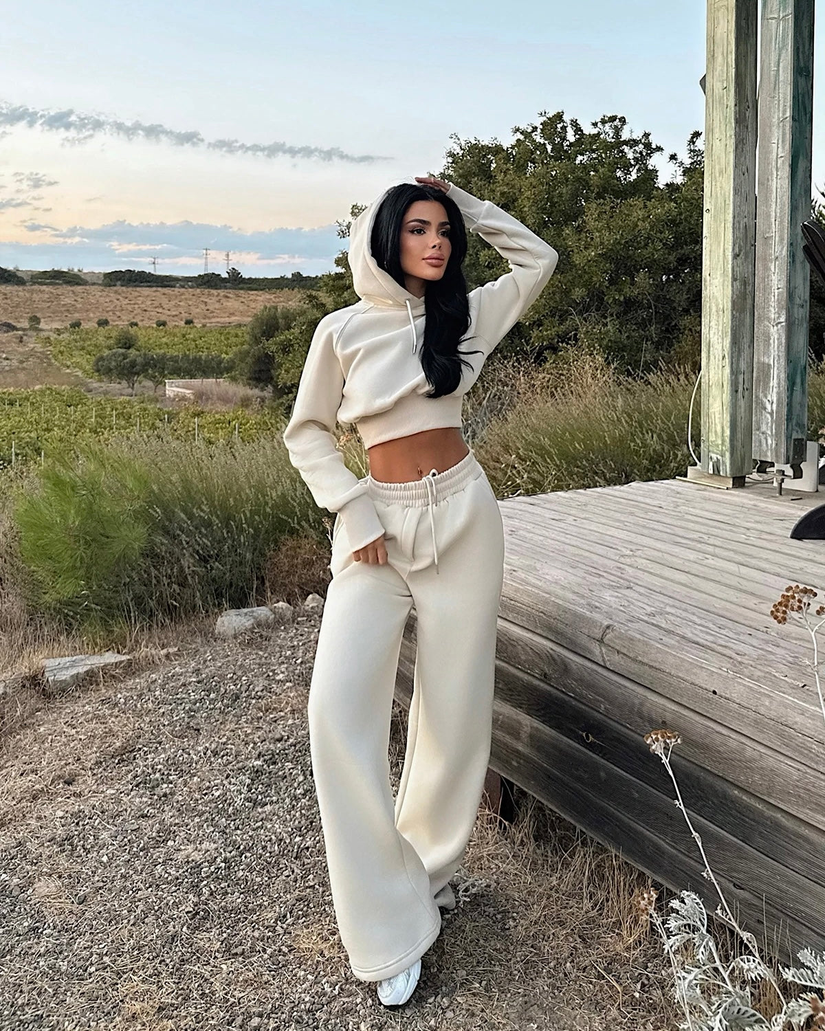 Beige Hooded Set