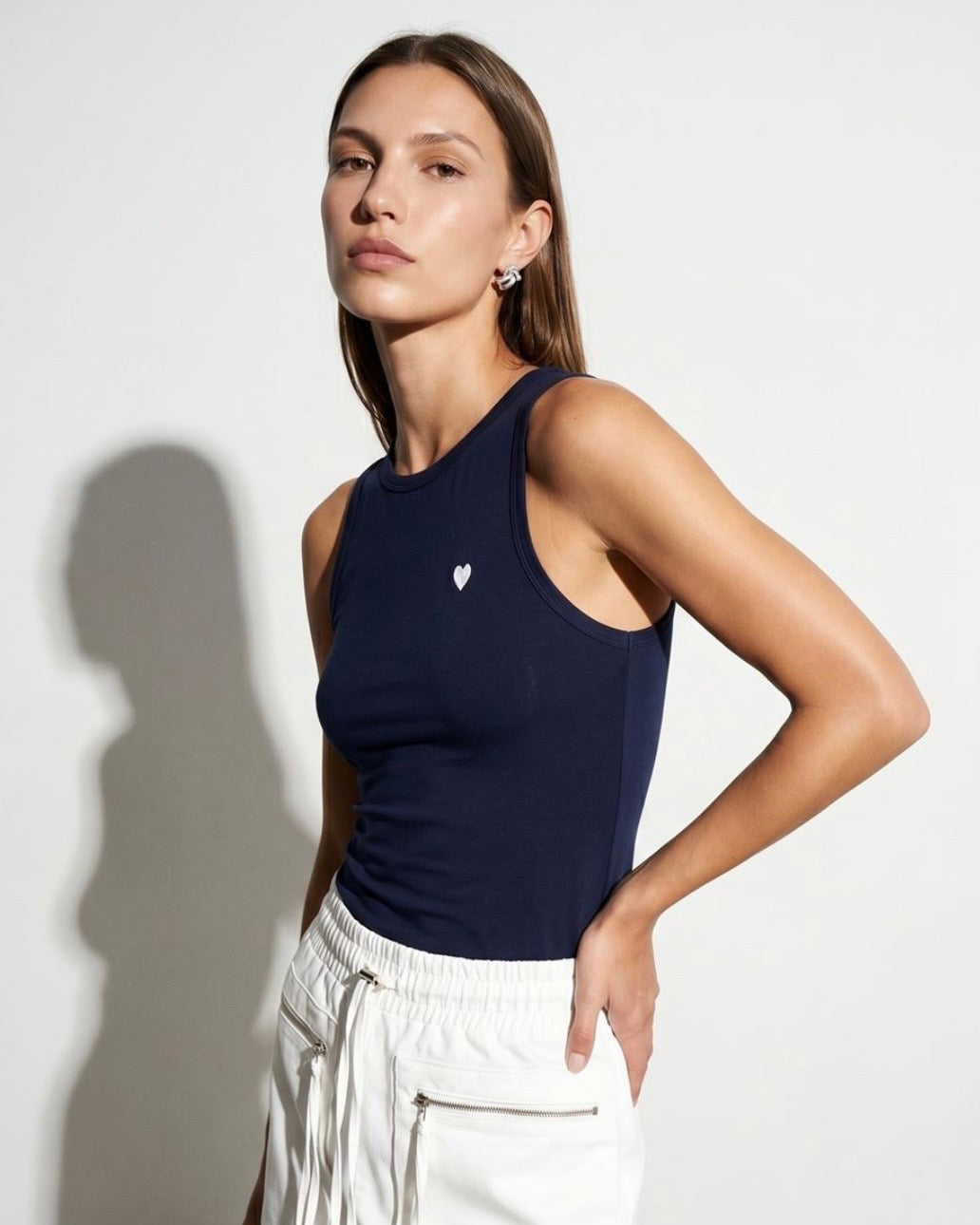 Navy Heart Motif Tank Top