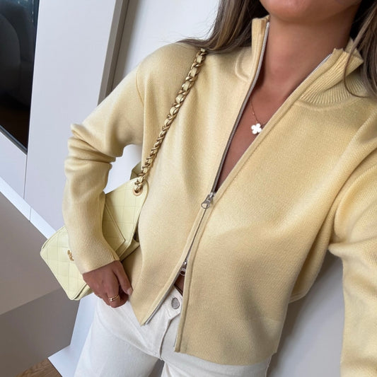 Yellow Double Zip Sweater