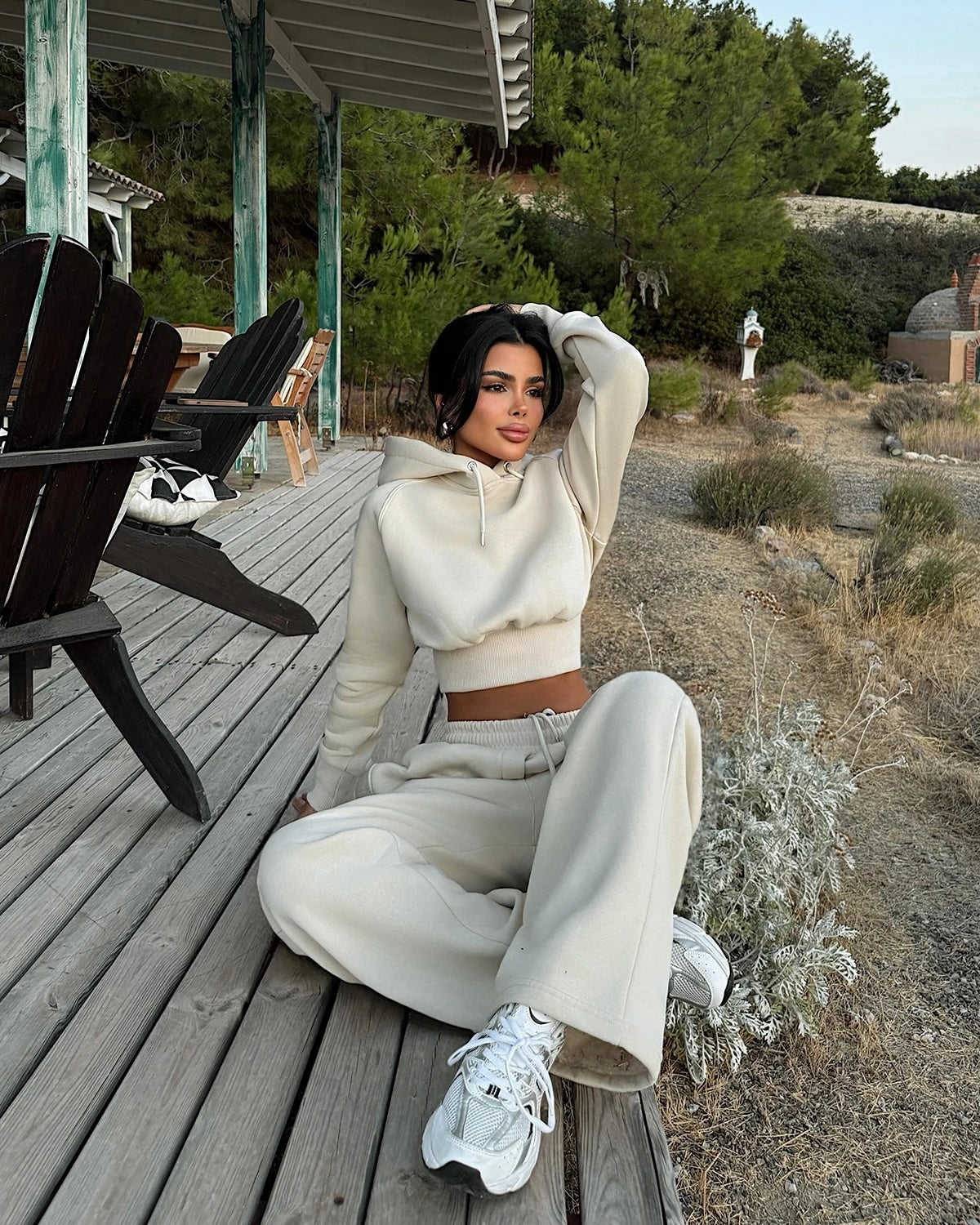 Beige Hooded Set