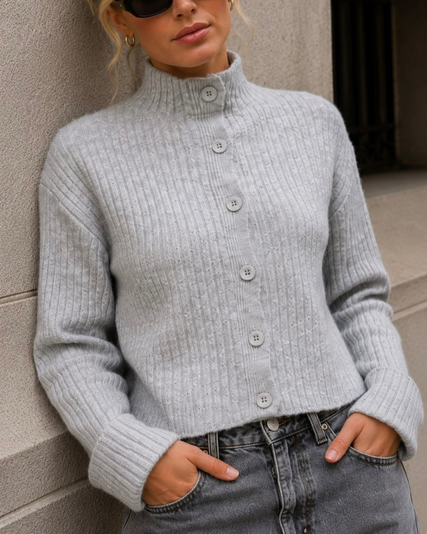 Gray Button Up Sweater