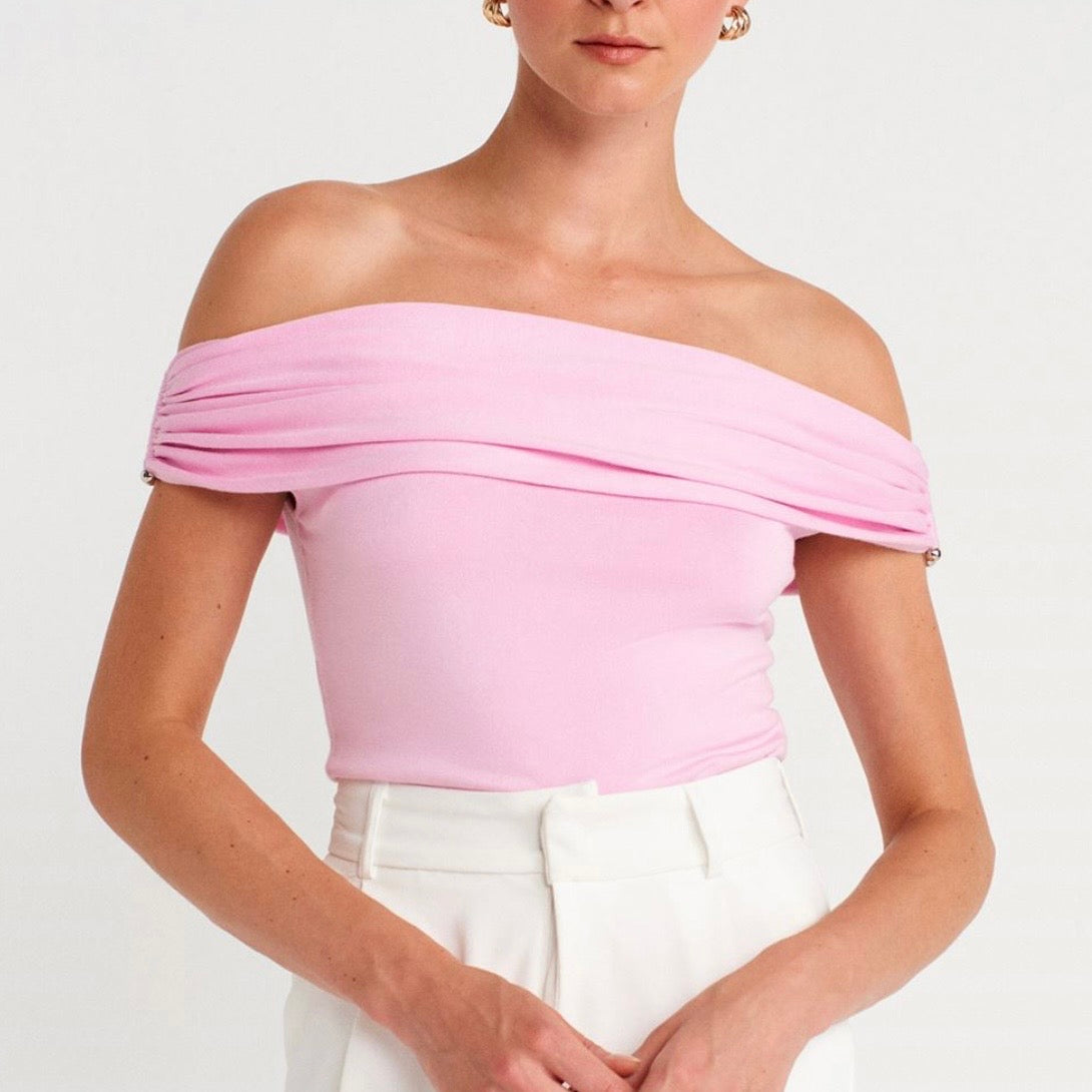 Pink Off-Shoulders Top
