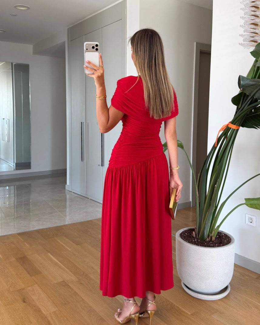Red Off-Shoulders Dress