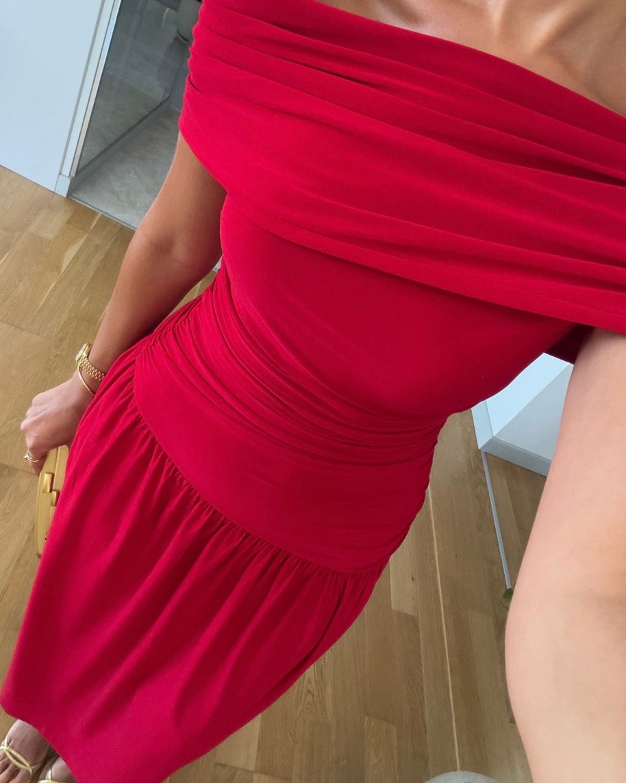Red Off-Shoulders Dress