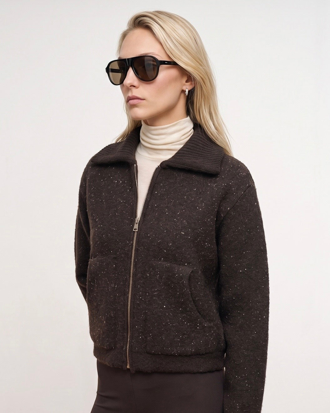 Brown Pockets Sweater