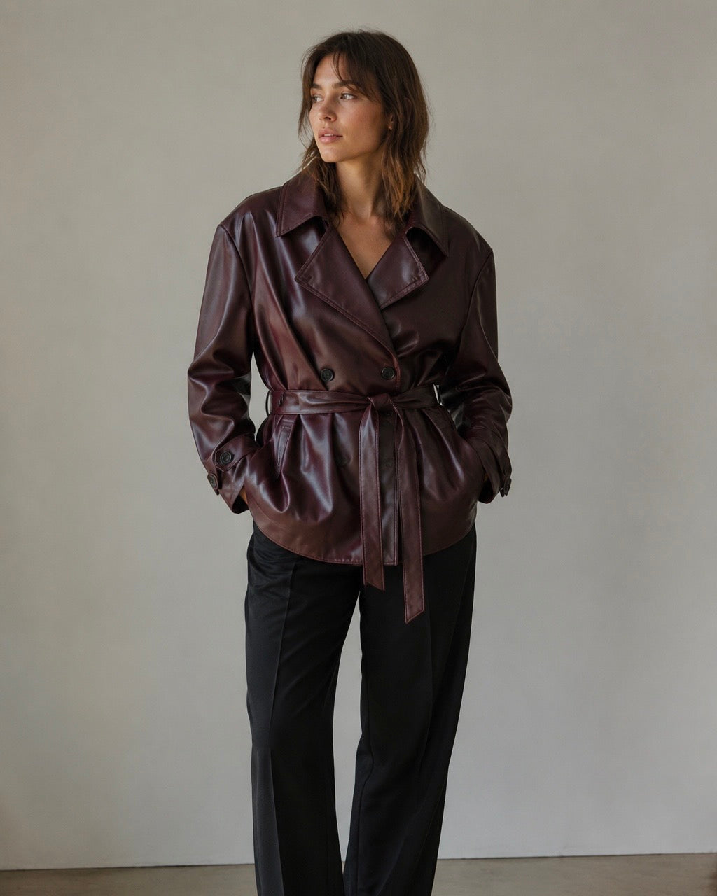 Burgundy Leather Coat