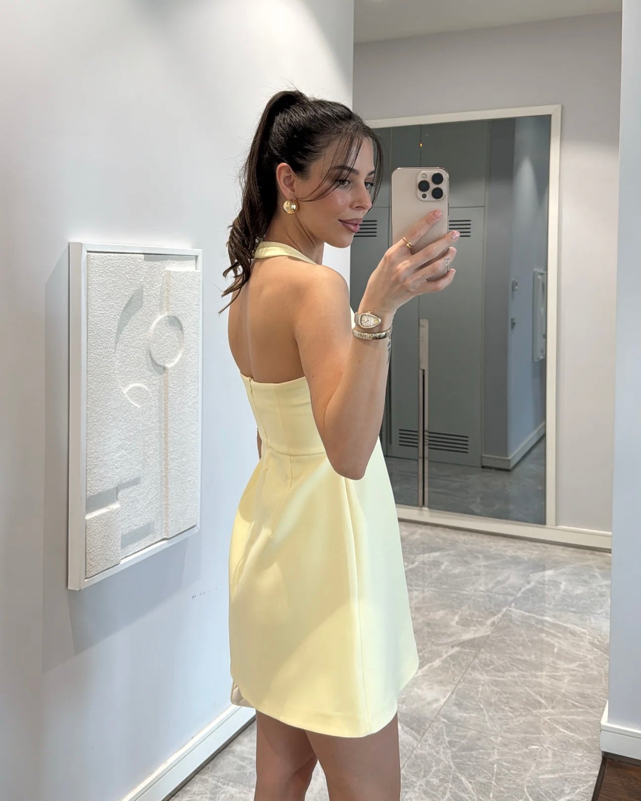 Yellow Square Neck Dress