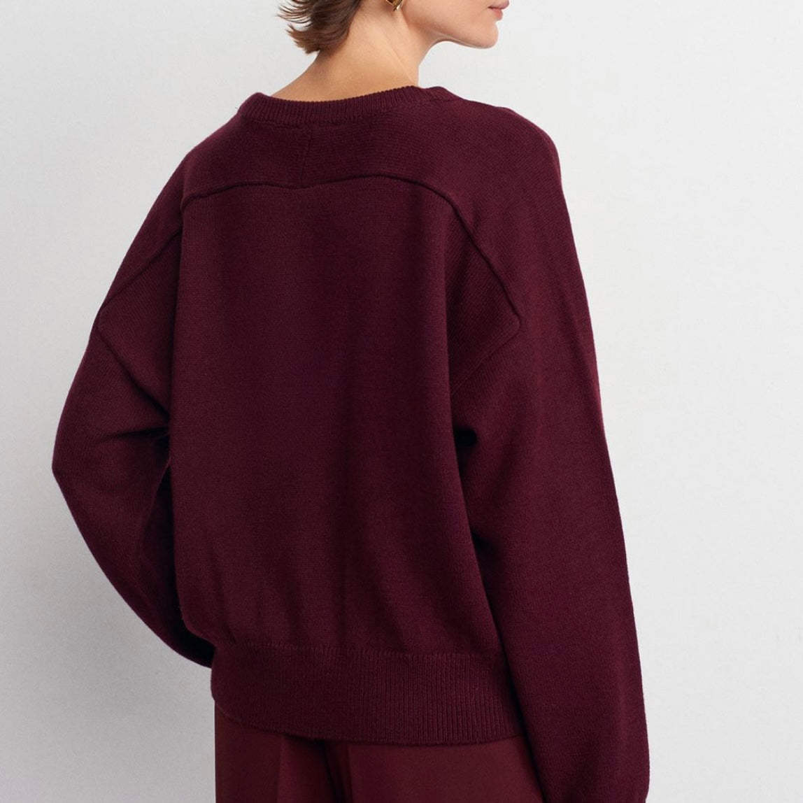 Burgundy One Button Sweater