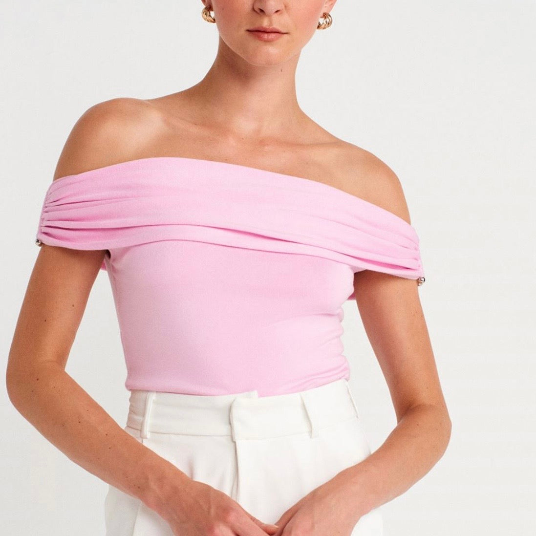 Pink Off-Shoulders Top