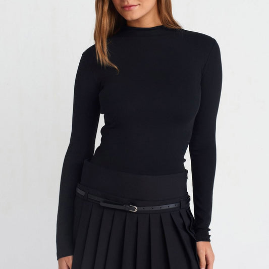 Black Basic High neck Top