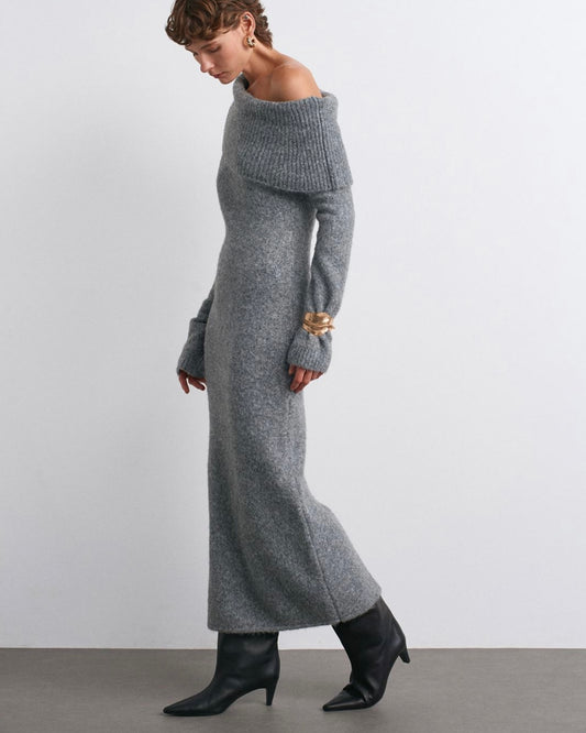 Gray Off-Shoulders Dress