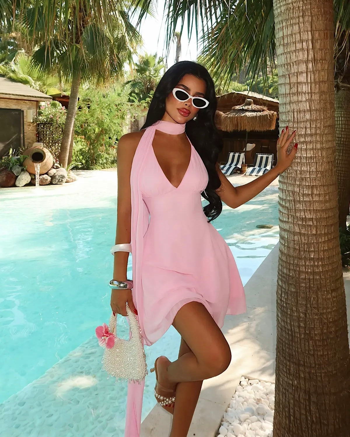 Pink Scarf Mini Dress