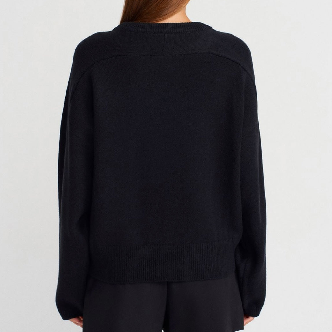Black One Button Sweater