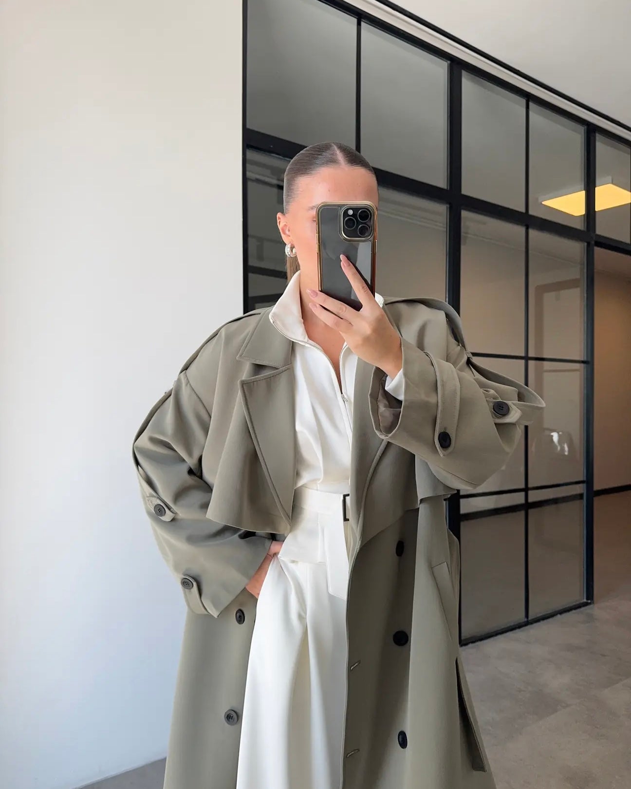 Green Long Trench Coat