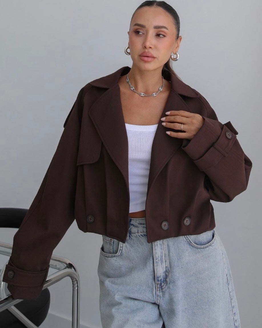 Brown Cropped Trench Coat