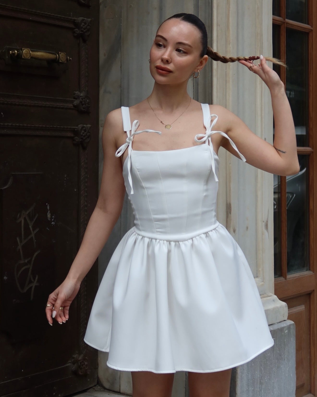Bow White Dress