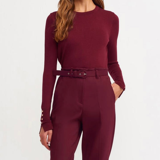 Burgundy Sleeve buttons Top