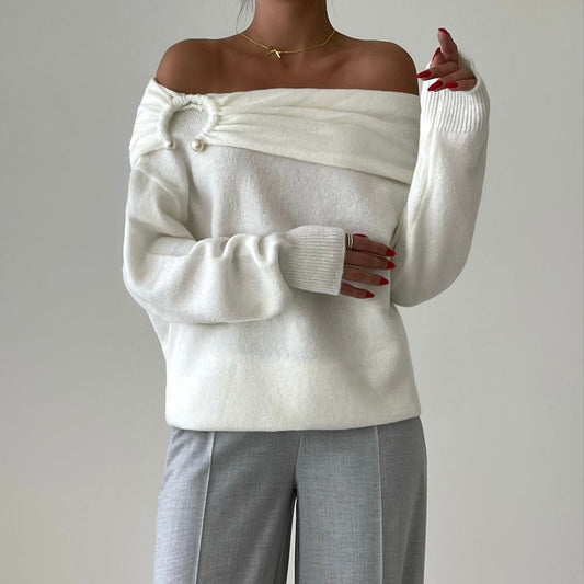 White Off-Shoulders Sweater