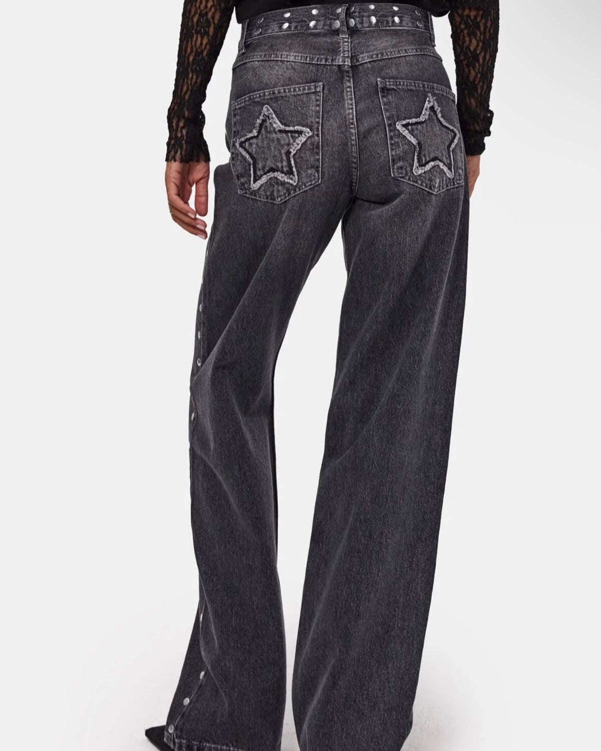 Gray Stars Denim Pants