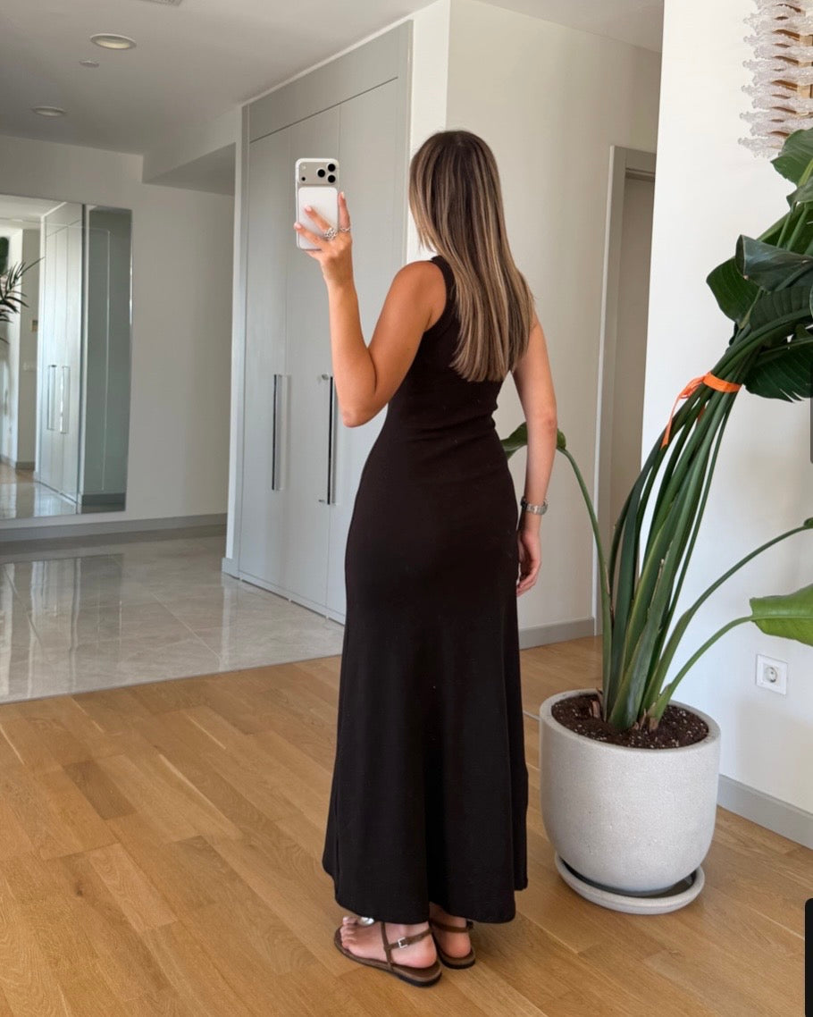 Ribbed Brown Dress