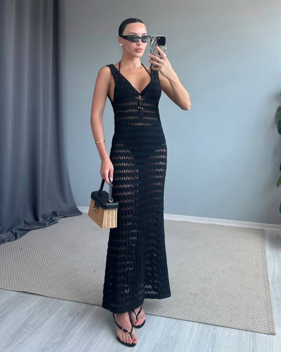 Black Beachwear Cover up Dress