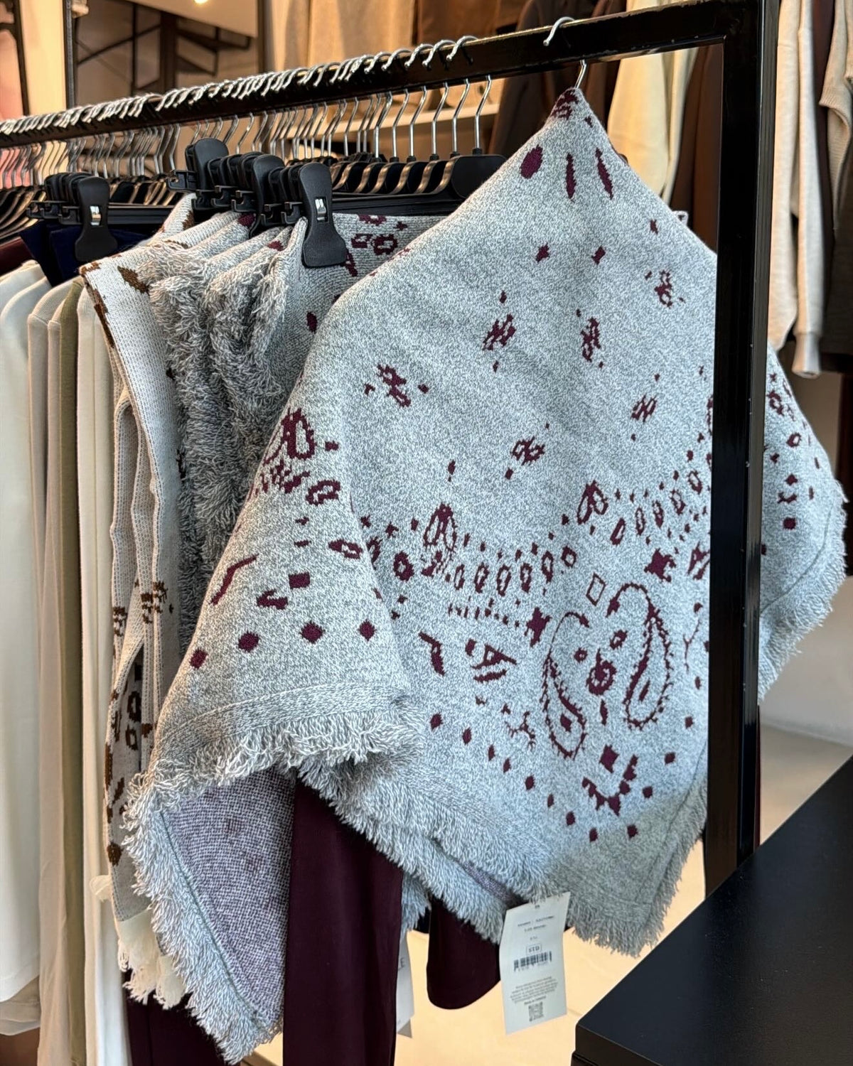 Gray And BurgundyScarf
