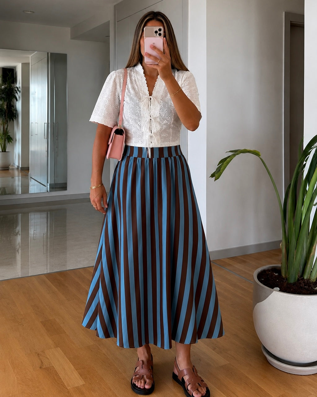 Blue Striped Maxi Skirt