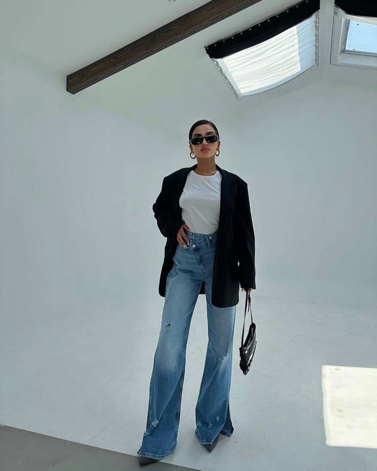 Asymmetrical Denim Pants