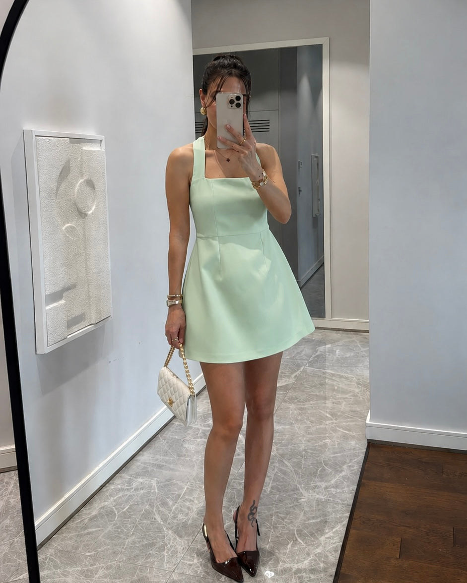 Mint Green Square Neck Dress