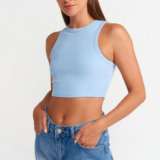 Baby Blue Basic Crop Topb
