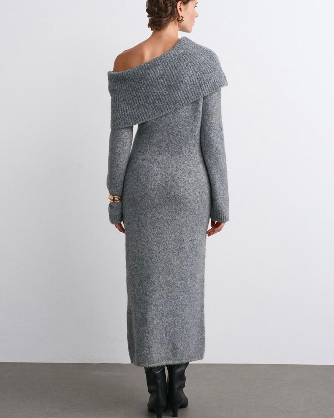 Gray Off-Shoulders Dress