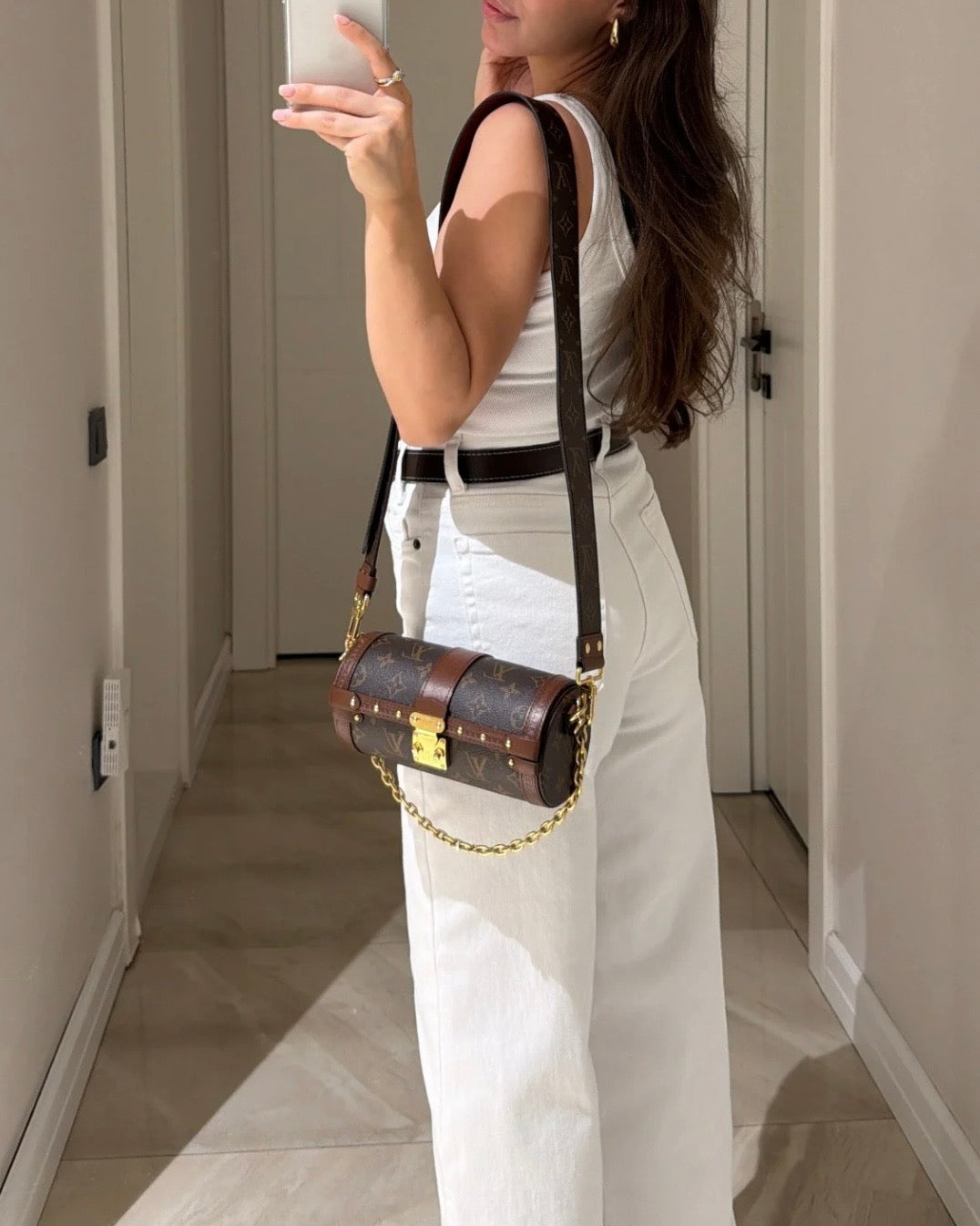 White Denim Pants With Belt