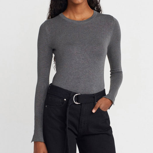 Gray Sleeve buttons Top