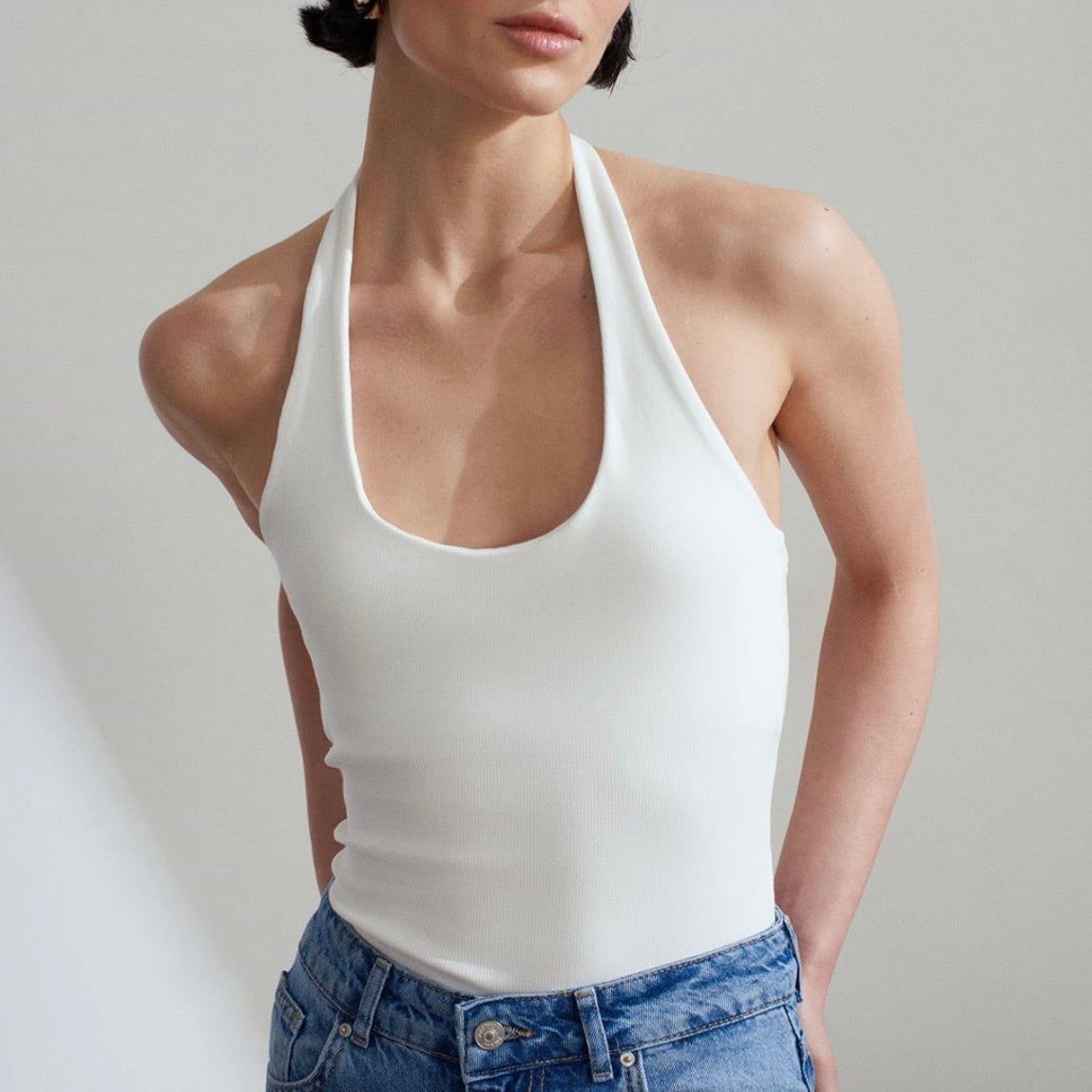 White Halter Top