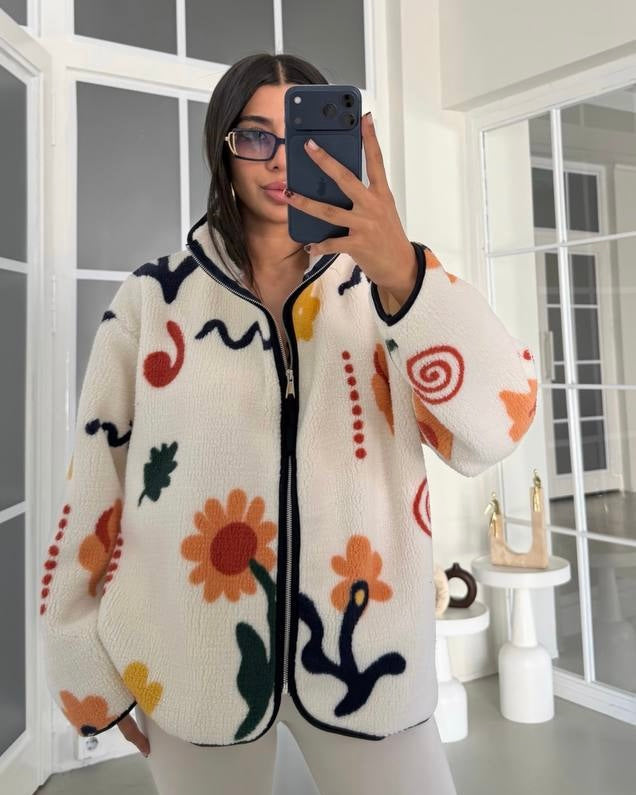 Colorful Teddy Sweater Jacket