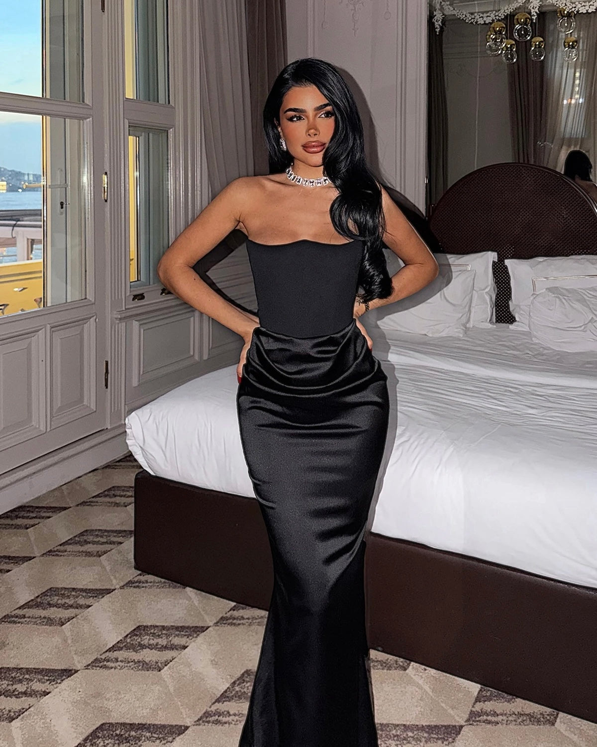 Black Long Satin Dress – Pop up Black Long Satin Dress – Pop up