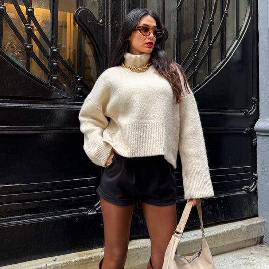 Beige Plain Sweater