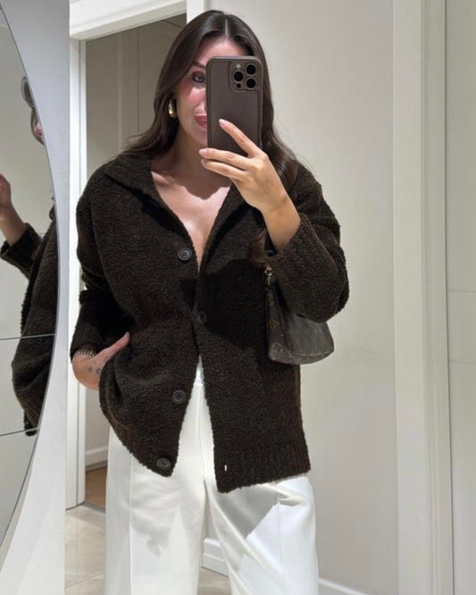 Brown Button Up Sweater