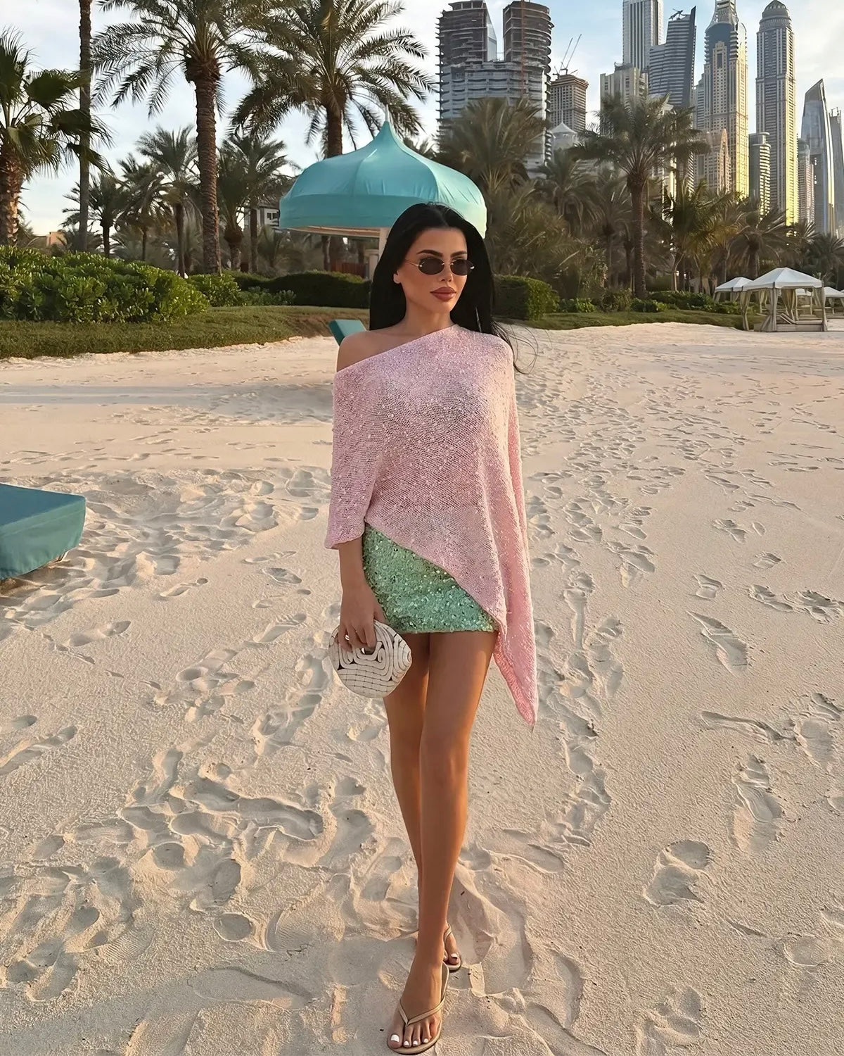 Pink Knitted Poncho