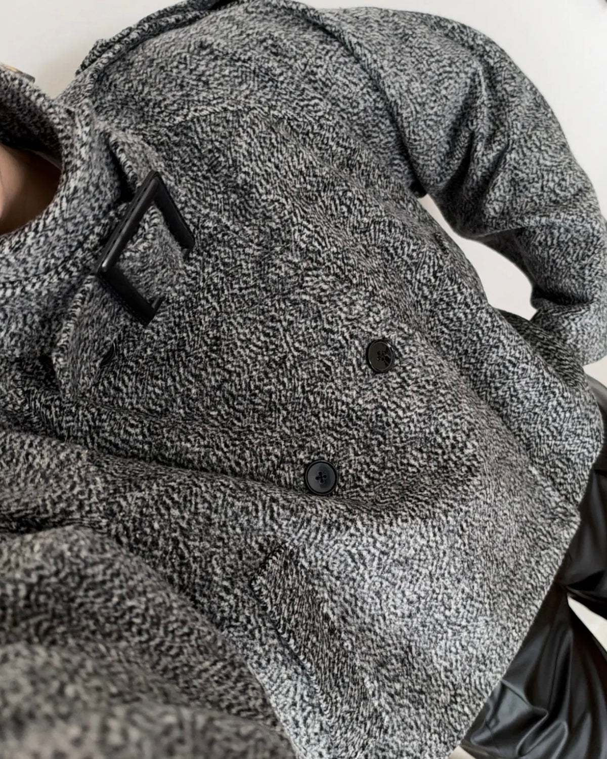 Gray Textured Cropped Jacket