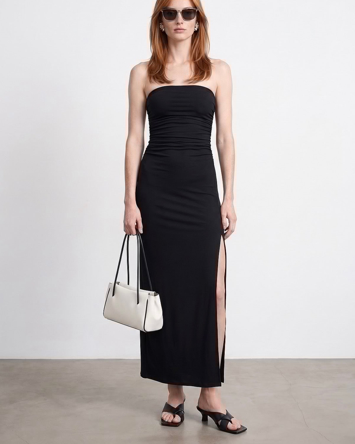 Strapless Black Dress With Slit