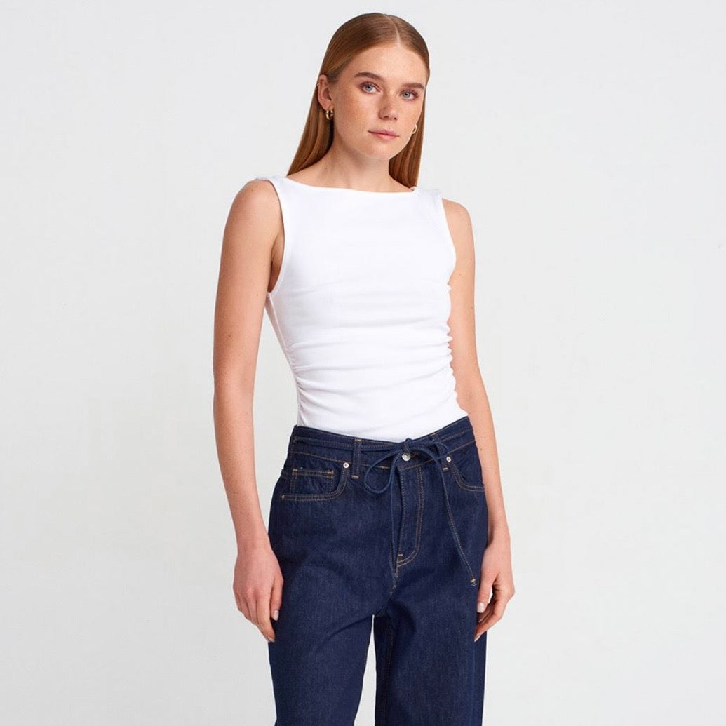 White Ruched Top