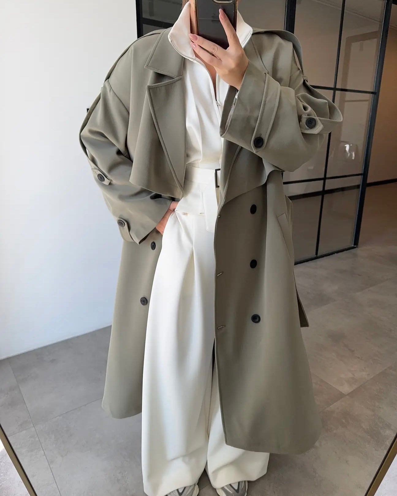 Green Long Trench Coat